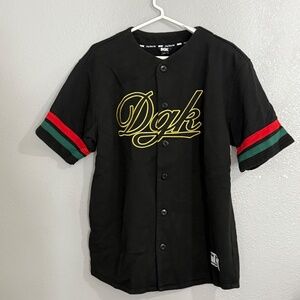 DGK Dirty Ghetto Kids Black Button Up Fleece Jersey Style Shirt Size Large